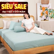 Bộ ga chun polyester gấm Amando Ellie đơn sắc 4 chi tiết Màu Xanh ngọc