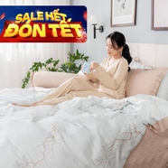 Bộ chăn ga phủ sợi gỗ thiên nhiên Amando Jamila 5 chi tiết LC001