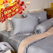 Bộ chăn ga chun chần Lụa Tencel cao cấp Amando Élan 5 chi tiết TC003