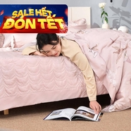 Bộ chăn ga phủ sợi gỗ thiên nhiên Amando Jamila 5 chi tiết LC003