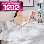 Bộ chăn ga chun chần sợi gỗ thiên nhiên Amando Jamila 5 chi tiết LC004