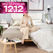 Bộ chăn ga chun sợi gỗ thiên nhiên Amando Jamila 5 chi tiết LC006