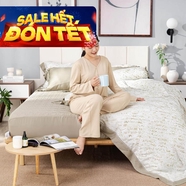 Bộ chăn ga chun sợi gỗ thiên nhiên Amando Jamila 5 chi tiết LC006