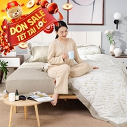 Bộ chăn ga chun sợi gỗ thiên nhiên Amando Jamila 5 chi tiết LC006