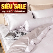 Bộ chăn ga phủ chần lụa tencel cao cấp Amando Élan 5 chi tiết màu xám