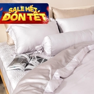 Bộ chăn ga phủ chần lụa tencel cao cấp Amando Élan 5 chi tiết màu xám