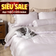 Bộ chăn ga chun chần lụa tencel cao cấp Amando Élan 5 chi tiết màu xám