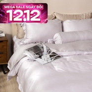 Bộ chăn ga chun chần lụa tencel cao cấp Amando Élan 5 chi tiết màu xám