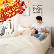 Bộ chăn ga lụa tencel cao cấp Amando Soulmate 7 chi tiết màu kem