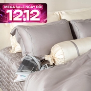 Bộ Chăn ga lụa tencel cao cấp Amando Soulmate 7 chi tiết màu Xám