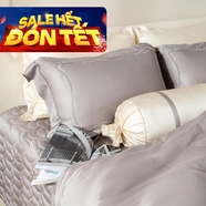 Bộ Chăn ga lụa tencel cao cấp Amando Soulmate 7 chi tiết màu Xám