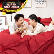 Bộ Chăn ga cưới lụa tencel cao cấp Amando Soulmate 7 chi tiết màu Đỏ