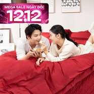 Bộ Chăn ga cưới lụa tencel cao cấp Amando Soulmate 7 chi tiết màu Đỏ