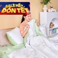 Bộ chăn ga phủ sợi gỗ thiên nhiên Amando Jamila 5 chi tiết LC007