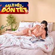 Bộ chăn ga phủ sợi gỗ thiên nhiên Amando Jamila 5 chi tiết LC008