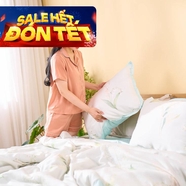 Bộ chăn ga phủ sợi gỗ thiên nhiên Amando Jamila 5 chi tiết LC009