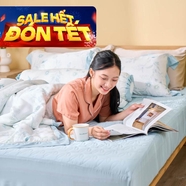 Bộ chăn ga chun sợi gỗ thiên nhiên Amando Jamila 5 chi tiết LC011