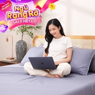 Bộ ga chun polyester gấm Amando Ellie đơn sắc 4 chi tiết Màu Xanh dương