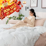 Bộ chăn ga phủ sợi gỗ thiên nhiên Amando Jamila 5 chi tiết LC001