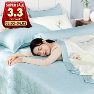 Bộ chăn ga phủ sợi gỗ thiên nhiên Amando Jamila 5 chi tiết LC002