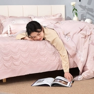 Bộ chăn ga phủ sợi gỗ thiên nhiên Amando Jamila 5 chi tiết LC003