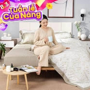 Bộ chăn ga chun sợi gỗ thiên nhiên Amando Jamila 5 chi tiết LC006