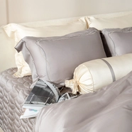 Bộ Chăn ga lụa tencel cao cấp Amando Soulmate 7 chi tiết màu Xám