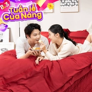 Bộ Chăn ga cưới lụa tencel cao cấp Amando Soulmate 7 chi tiết màu Đỏ