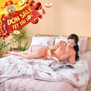 Bộ chăn ga phủ sợi gỗ thiên nhiên Amando Jamila 5 chi tiết LC008