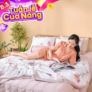 Bộ chăn ga phủ sợi gỗ thiên nhiên Amando Jamila 5 chi tiết LC008
