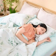 Bộ chăn ga chun sợi gỗ thiên nhiên Amando Jamila 5 chi tiết LC010