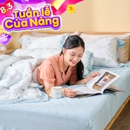 Bộ chăn ga chun sợi gỗ thiên nhiên Amando Jamila 5 chi tiết LC011