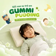 Gối cao su trẻ em Gummi Pudding 100% thiên nhiên