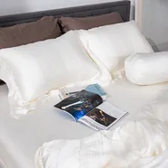 Bộ chăn ga lụa tencel cao cấp Amando Lagom 5 chi tiết màu kem/be