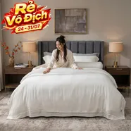 Bộ chăn ga lụa tencel cao cấp Amando Lagom 5 chi tiết màu kem/be