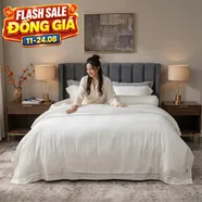 Bộ chăn ga lụa tencel cao cấp Amando Lagom 5 chi tiết màu kem/be