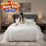 Bộ chăn ga lụa tencel cao cấp Amando Lagom 5 chi tiết màu kem/be