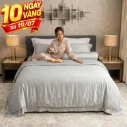 Bộ chăn ga Lụa tencel cao cấp Amando Lagom 5 chi tiết Màu Xám