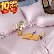 Bộ chăn ga Lụa tencel cao cấp Amando Lagom 5 chi tiết Màu Tím