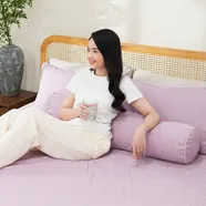 Bộ ga chun polyester gấm Amando Ellie đơn sắc 4 chi tiết Màu Tím
