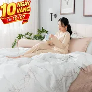 Bộ chăn ga phủ sợi gỗ thiên nhiên Amando Jamila 5 chi tiết LC001