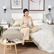 Bộ chăn ga chun sợi gỗ thiên nhiên Amando Jamila 5 chi tiết LC006