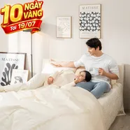 Bộ chăn ga lụa tencel cao cấp Amando Soulmate 7 chi tiết màu kem