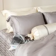 Bộ Chăn ga lụa tencel cao cấp Amando Soulmate 7 chi tiết màu Xám