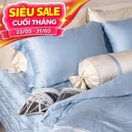 Bộ Chăn ga lụa tencel cao cấp Amando Soulmate 7 chi tiết màu Xanh