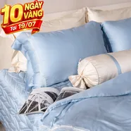 Bộ Chăn ga lụa tencel cao cấp Amando Soulmate 7 chi tiết màu Xanh