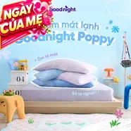 Gối ôm êm ái hiện đại Goodnight Poppy chuẩn công thái học, phù hợp với cơ thể người Việt (BST Ngủ Mát)