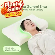 Gối cao su Gummi Ema giảm đau mỏi cổ vai gáy, thiết kế 2 đầu thích hợp cho cả nam và nữ, kích thước 40*60