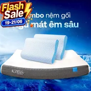 Combo Ngủ Mát Êm Sâu: 1 đệm Coolax Plus + 2 gối Nami