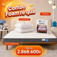 Combo rẻ quá 2: Đệm Foam iComfy Basic 1.0 kèm ga gối